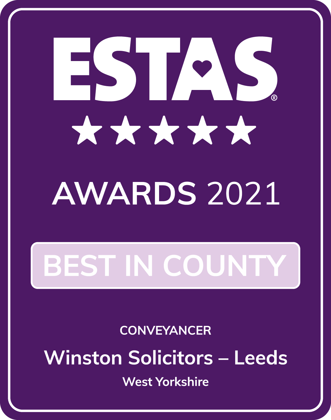 The ESTAS 2021 Best In County Winston Solicitors