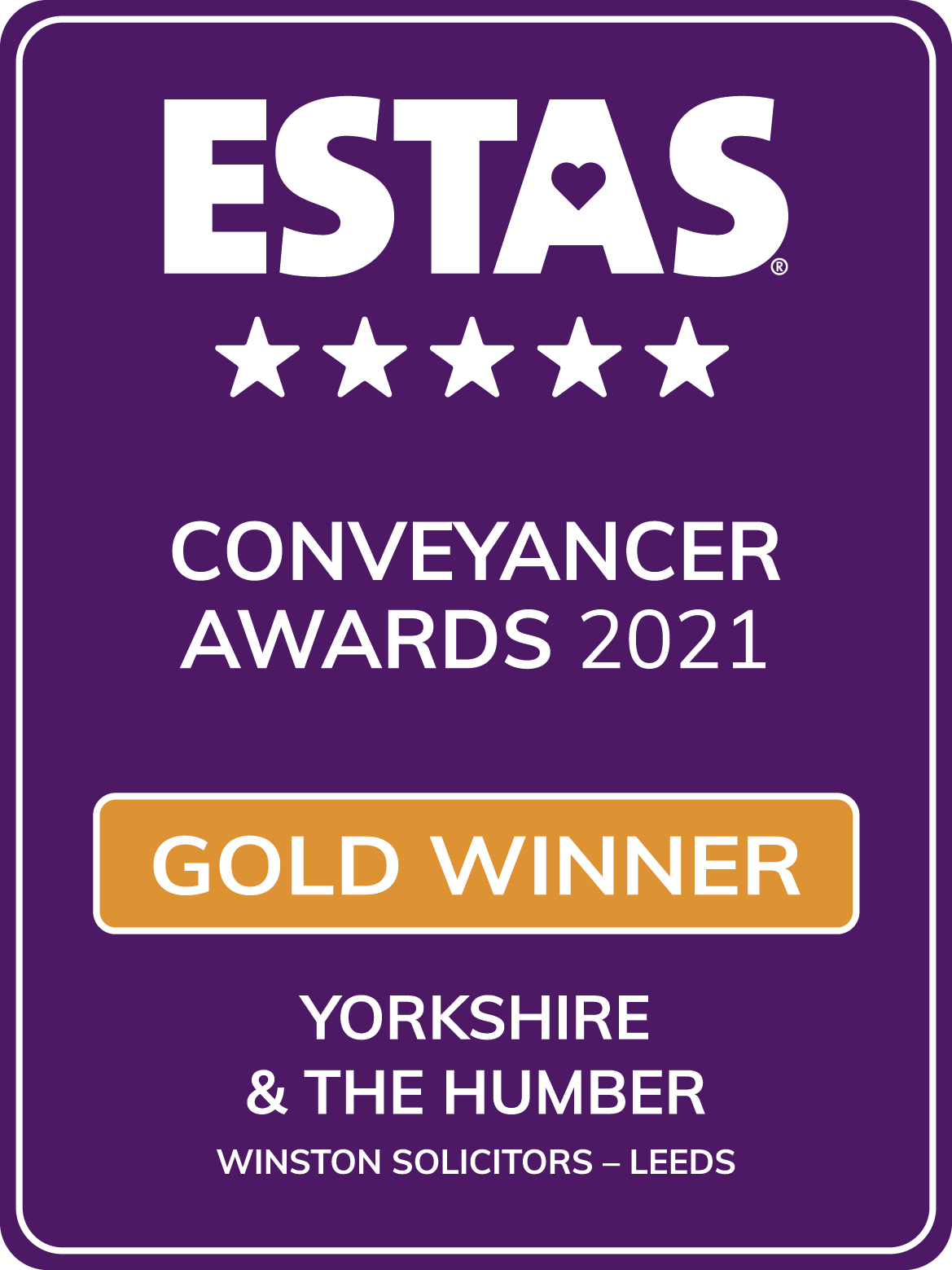 The ESTAS 2021 Gold Winner Yorkshire and the Humber Winston Solicitors