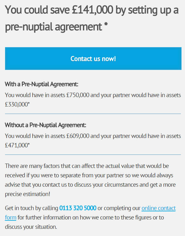 Prenup calculation case study savings