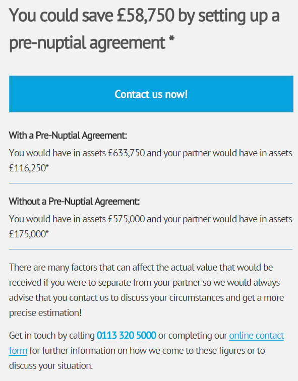 Prenup calculation case study savings