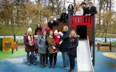 Winston Solicitors test the slides at the new Roundhay Park playground