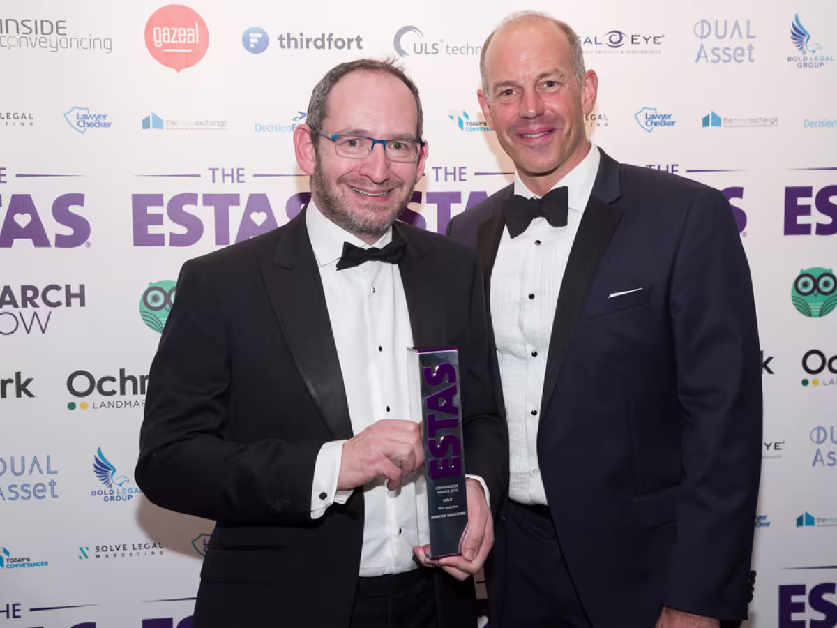 Jonathan Winston is presented with an ESTAS award by Phil Spencer