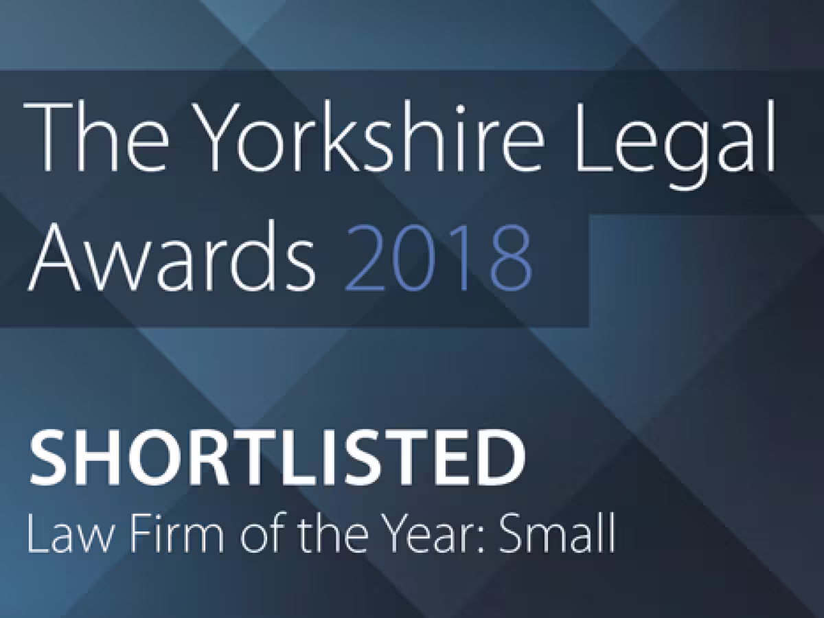 Yorkshire Legal Awards 2018 Shortlisted 