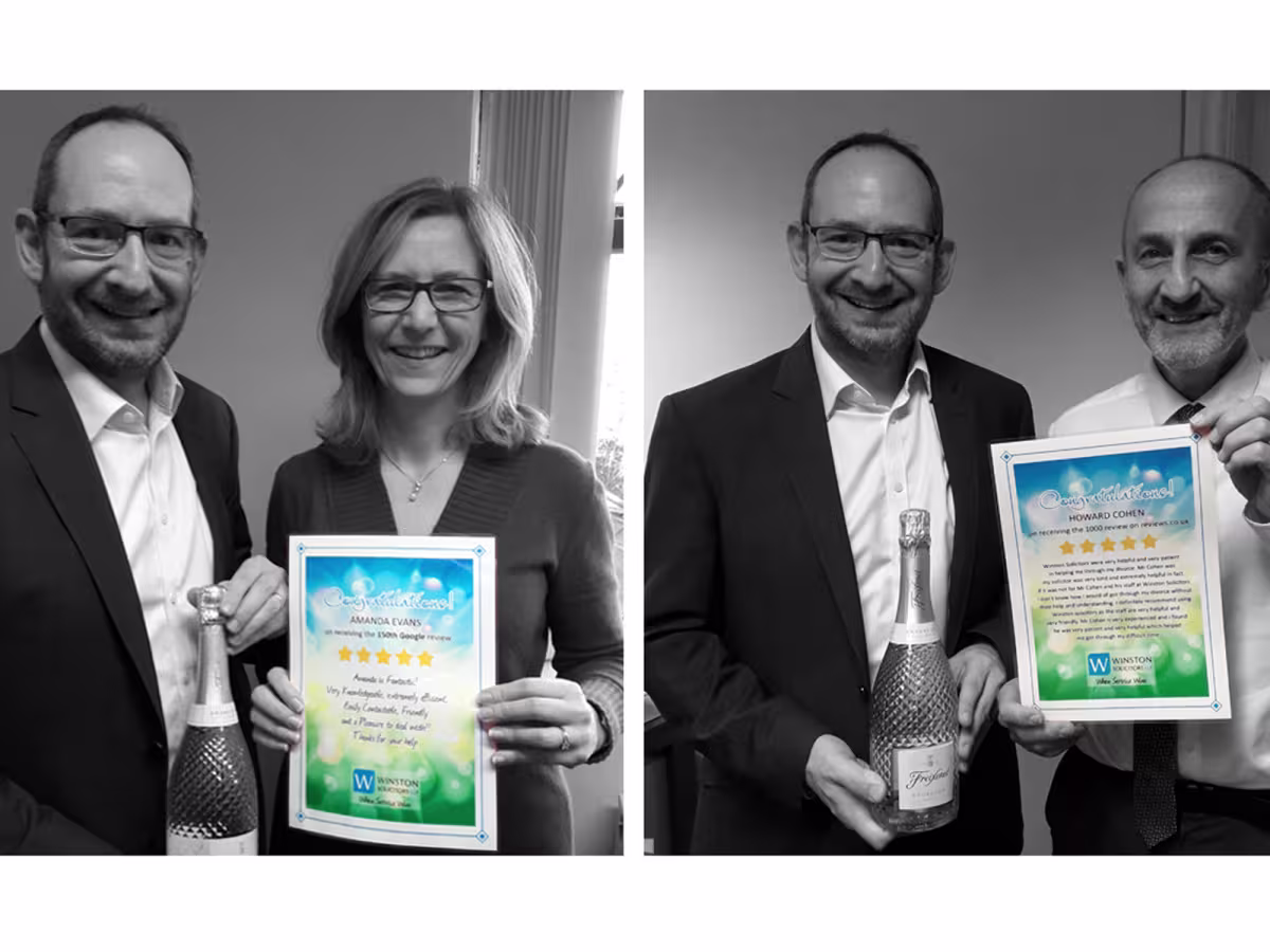 Amanda Evans and Howard Cohen at Winston Solicitors receive milestone reviews