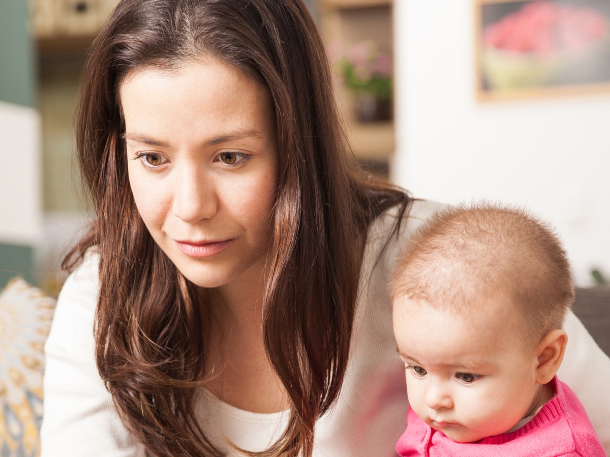 mother on maternity leave with baby