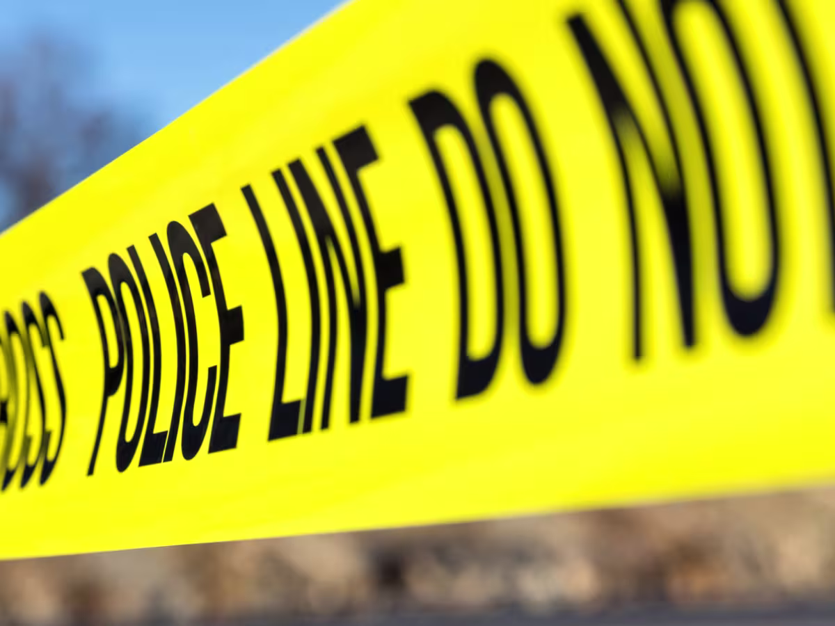 Police line do not cross crime scene in Leeds