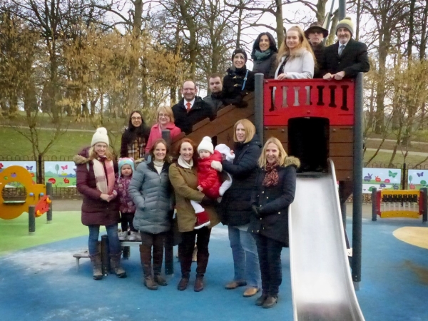 Winston Solicitors test the slides at the new Roundhay Park playground