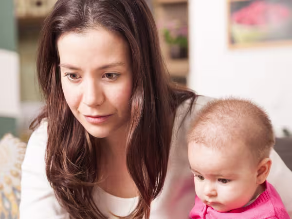 mother on maternity leave with baby
