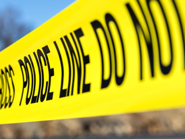 Police line do not cross crime scene in Leeds