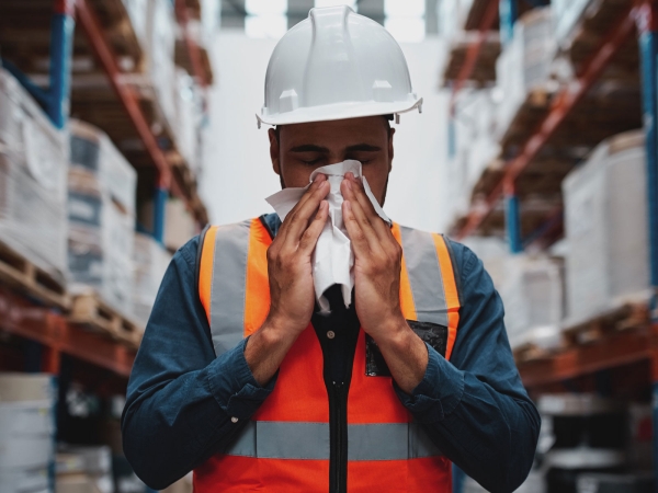 Problem with being ill at work manager sneezing in a warehouse