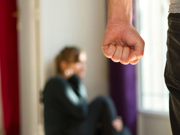 Threatening man with clenched fist